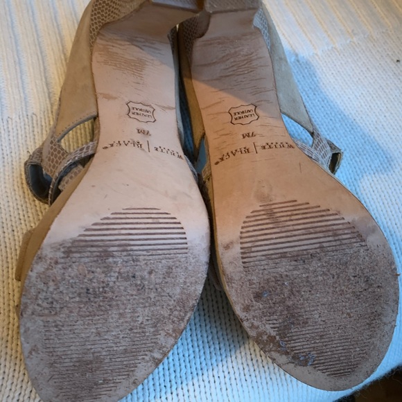 WHBM Nude Suede and snakeskin platform heels - Picture 5 of 8